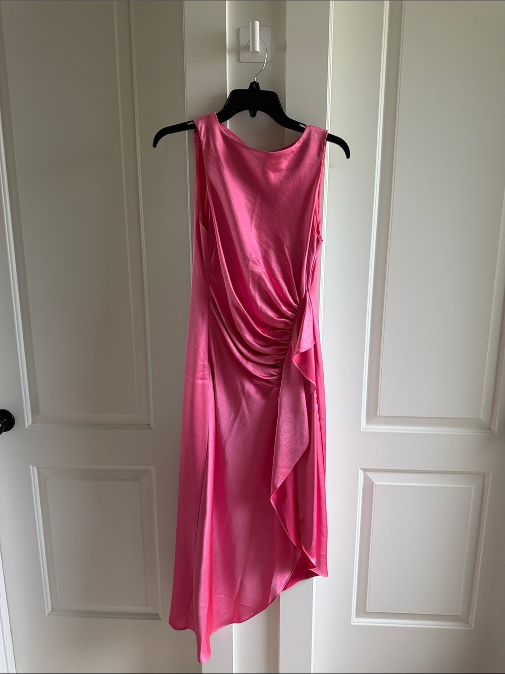Alex Marie Hot Pink Sleeveless Draped Asymmetrical Dress